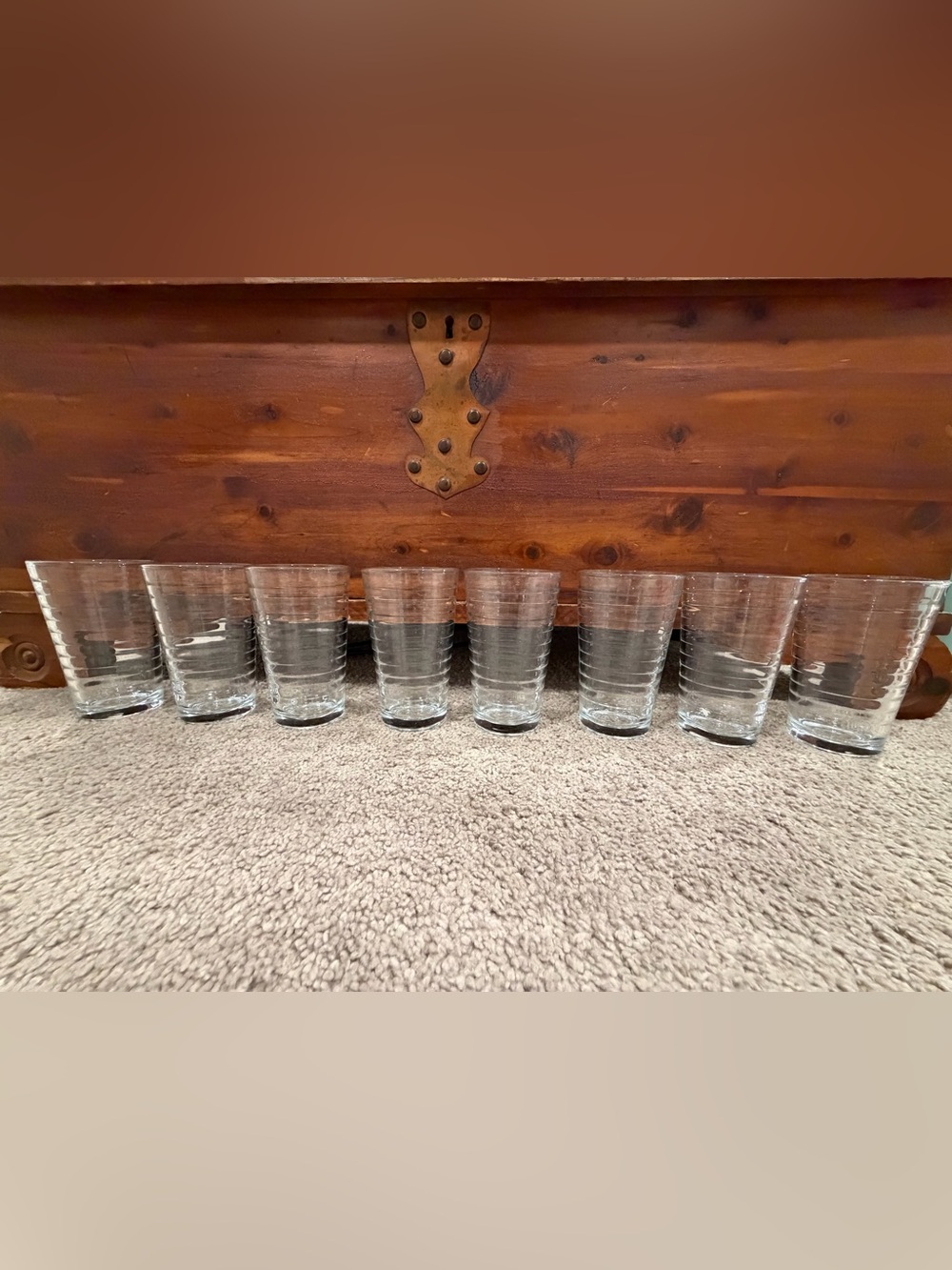 Crisa Banded Ribbed Highball Glasses Vintage, Set of 8